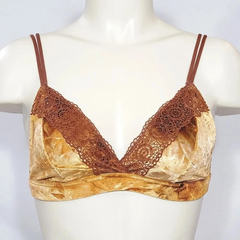 SMALL Xhilaration Wireless Velvet Velour Lounge Bralette Auburn Fever‎ NWT